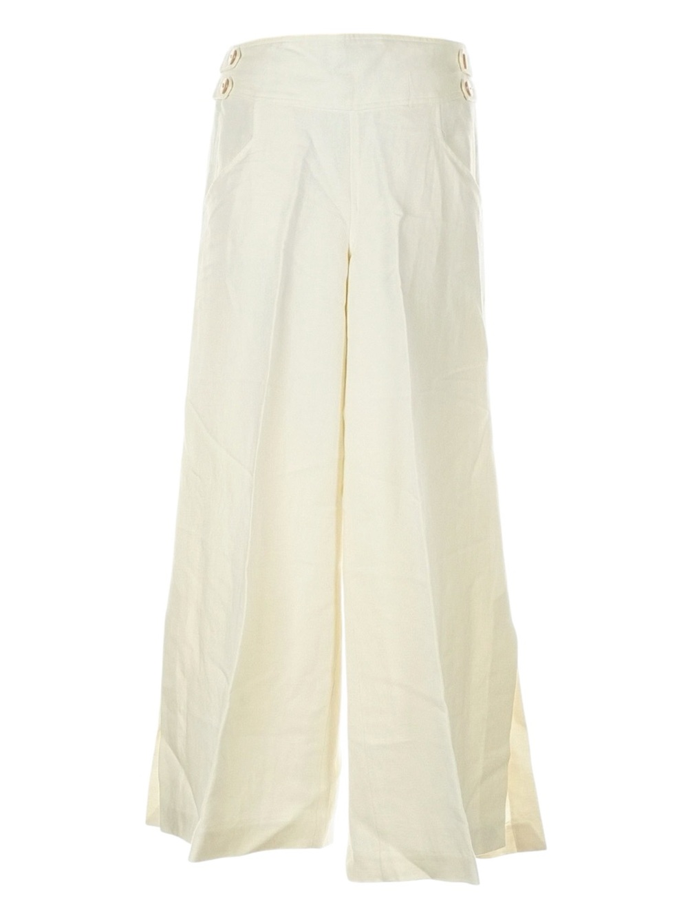 Anthropologie Elevenses Off White Linen Rayon Wide Leg Pants 4 Minimalist Chic - Picture 5 of 13